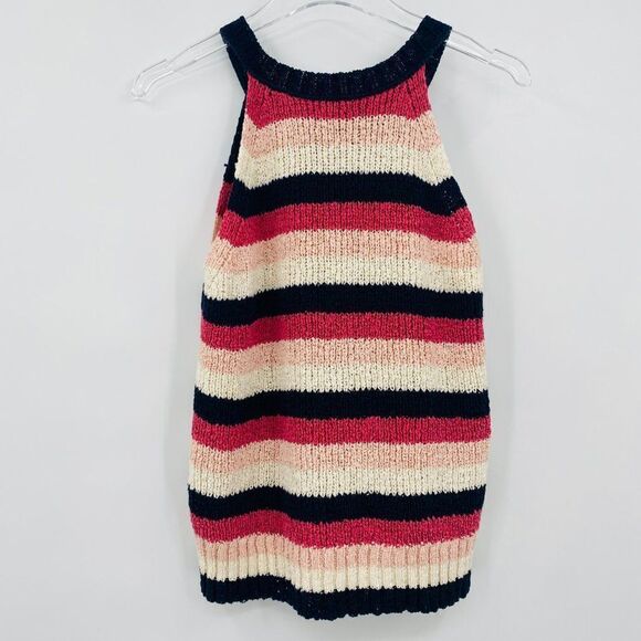 J. Crew Size Small Blue & Pink Point Sur Sweater Halter Tank Top in Stripe - Picture 9 of 9